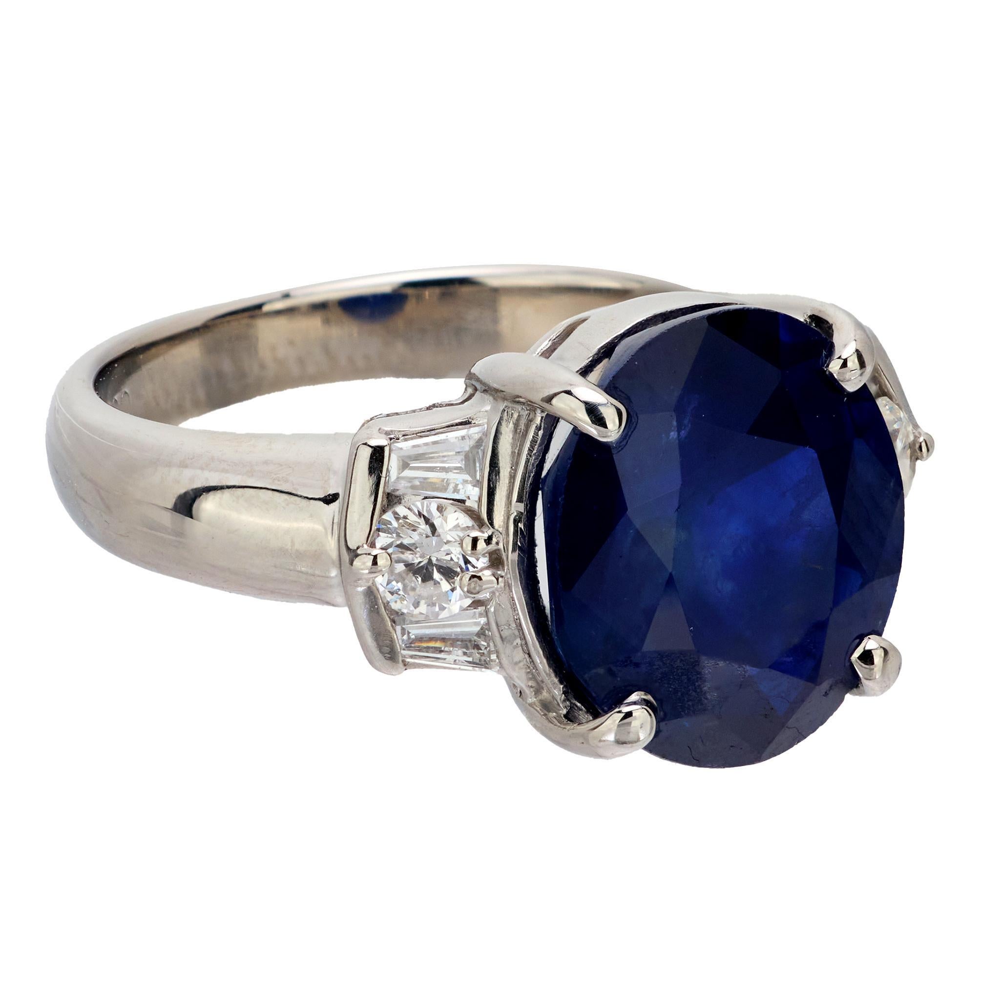 Moderno Anello vintage GIA con zaffiro e diamante da 5,10 carati in platino in vendita