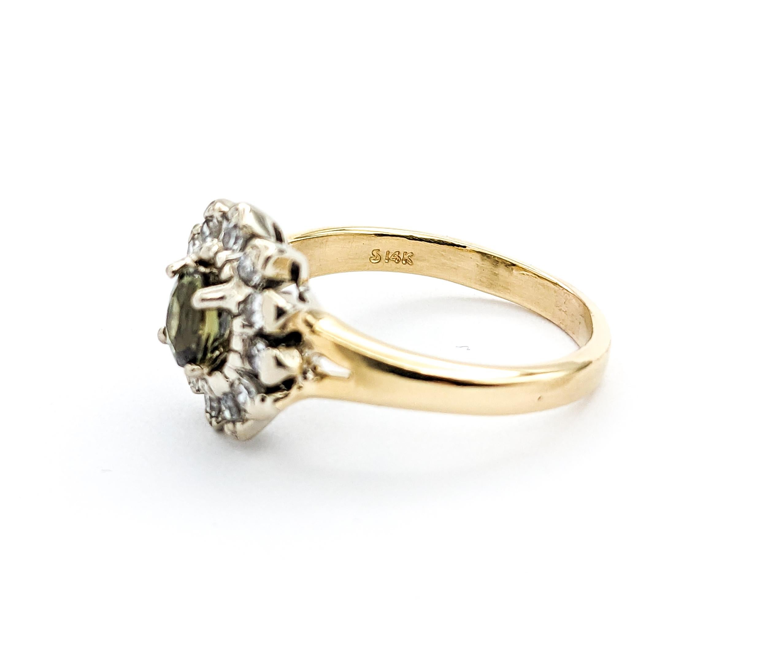 Vintage GIA .55ct Alexandrite & Diamond Ring In Yellow Gold 5