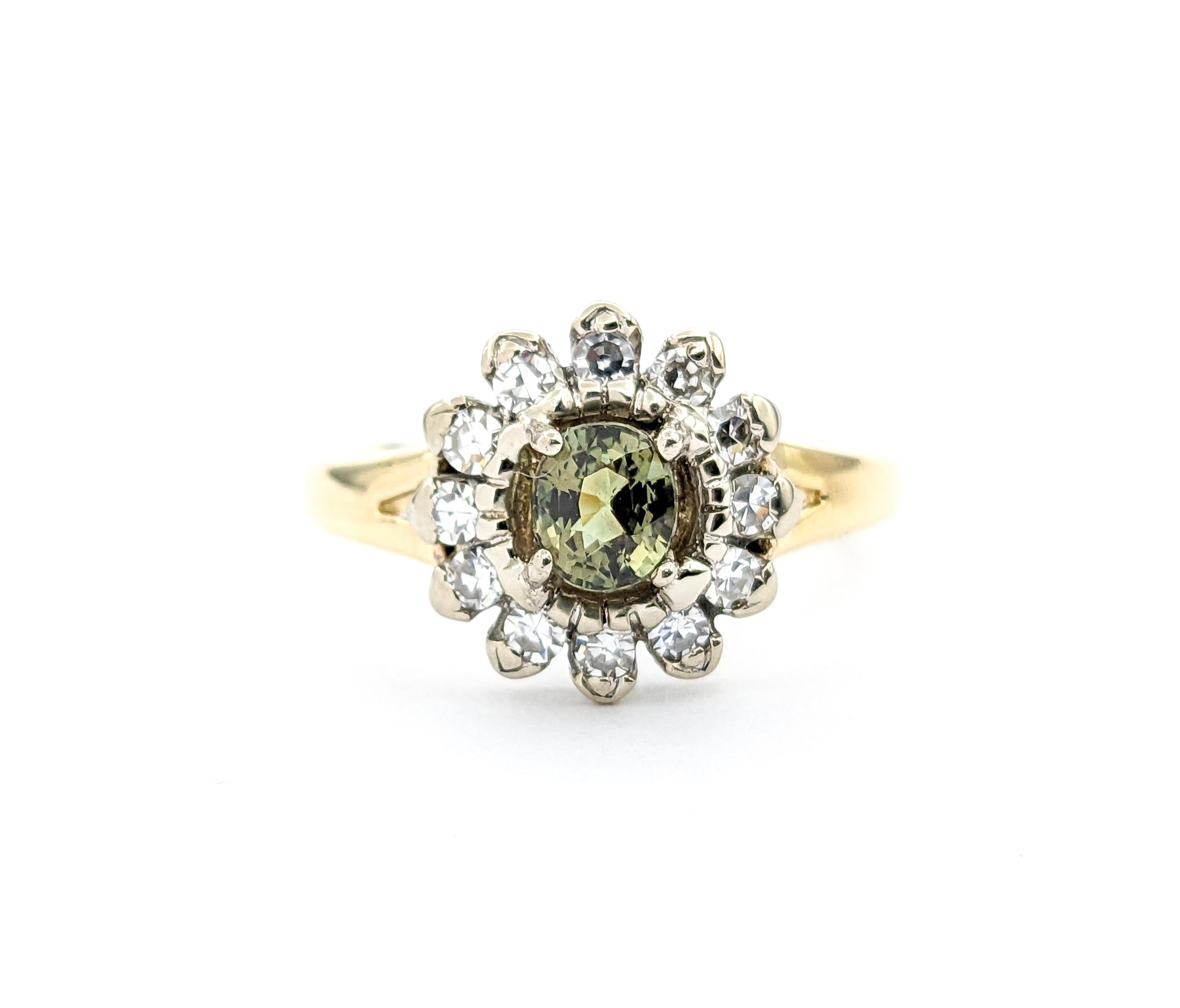 Vintage GIA .55ct Alexandrite & Diamond Ring In Yellow Gold 6