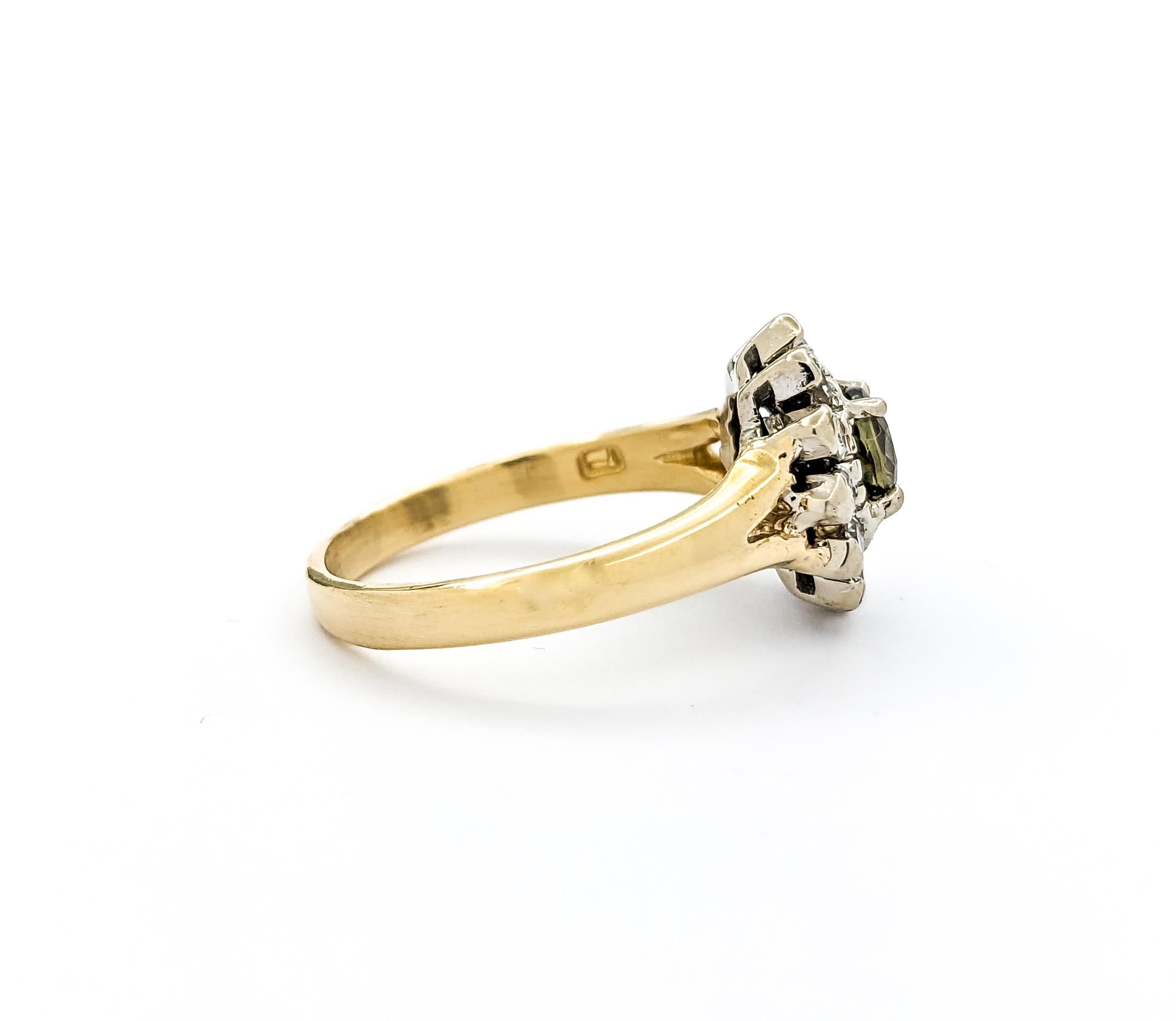 Vintage GIA .55ct Alexandrite & Diamond Ring In Yellow Gold 3