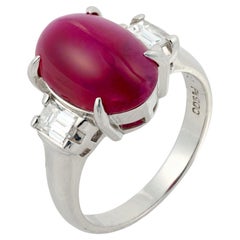 Vintage GIA 5.80 carat Burma ruby platinum engagement ring