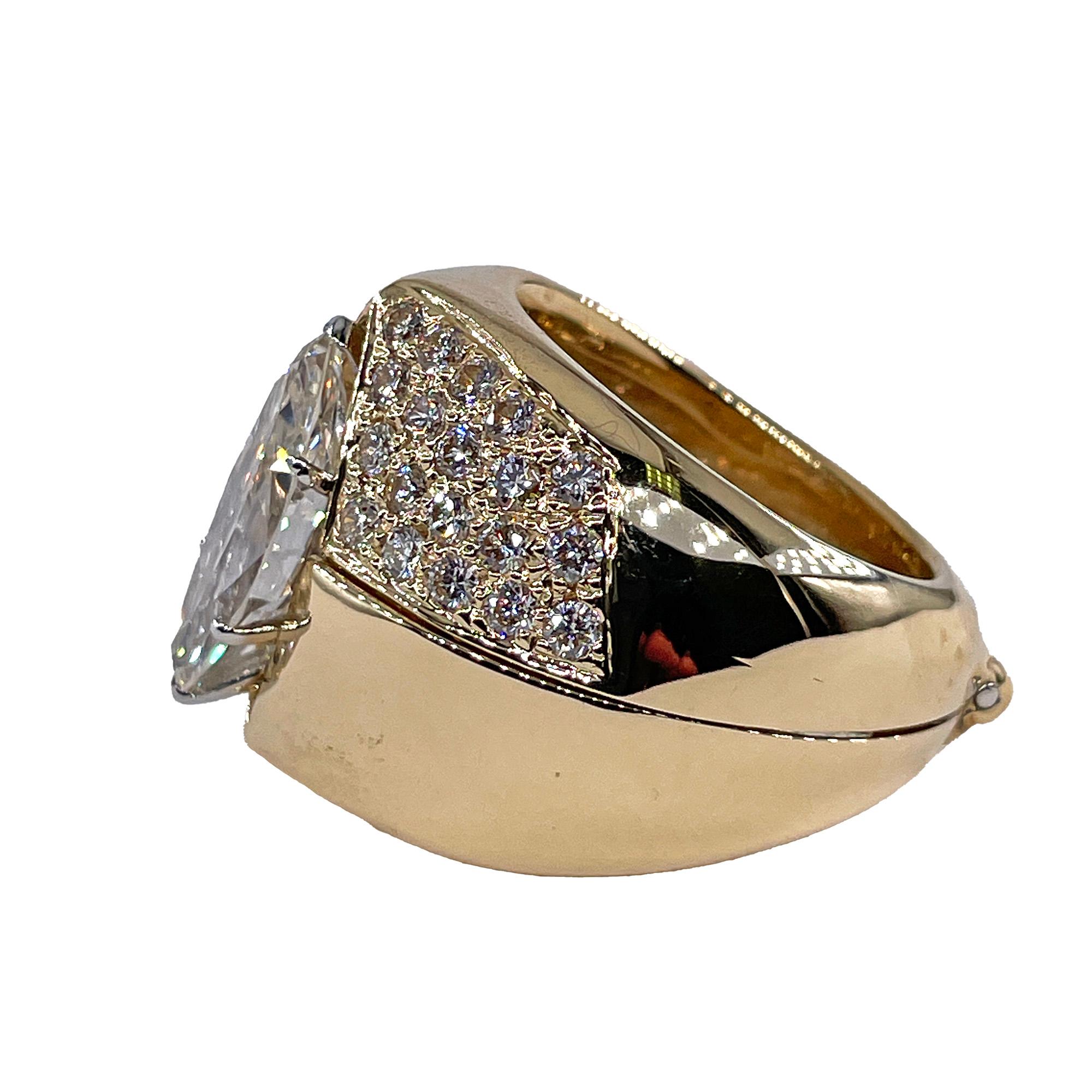 Vintage GIA 5,95 Karat Marquise Diamant Verlobungsring Platin Gold Diamant Jacke (Marquiseschliff) im Angebot