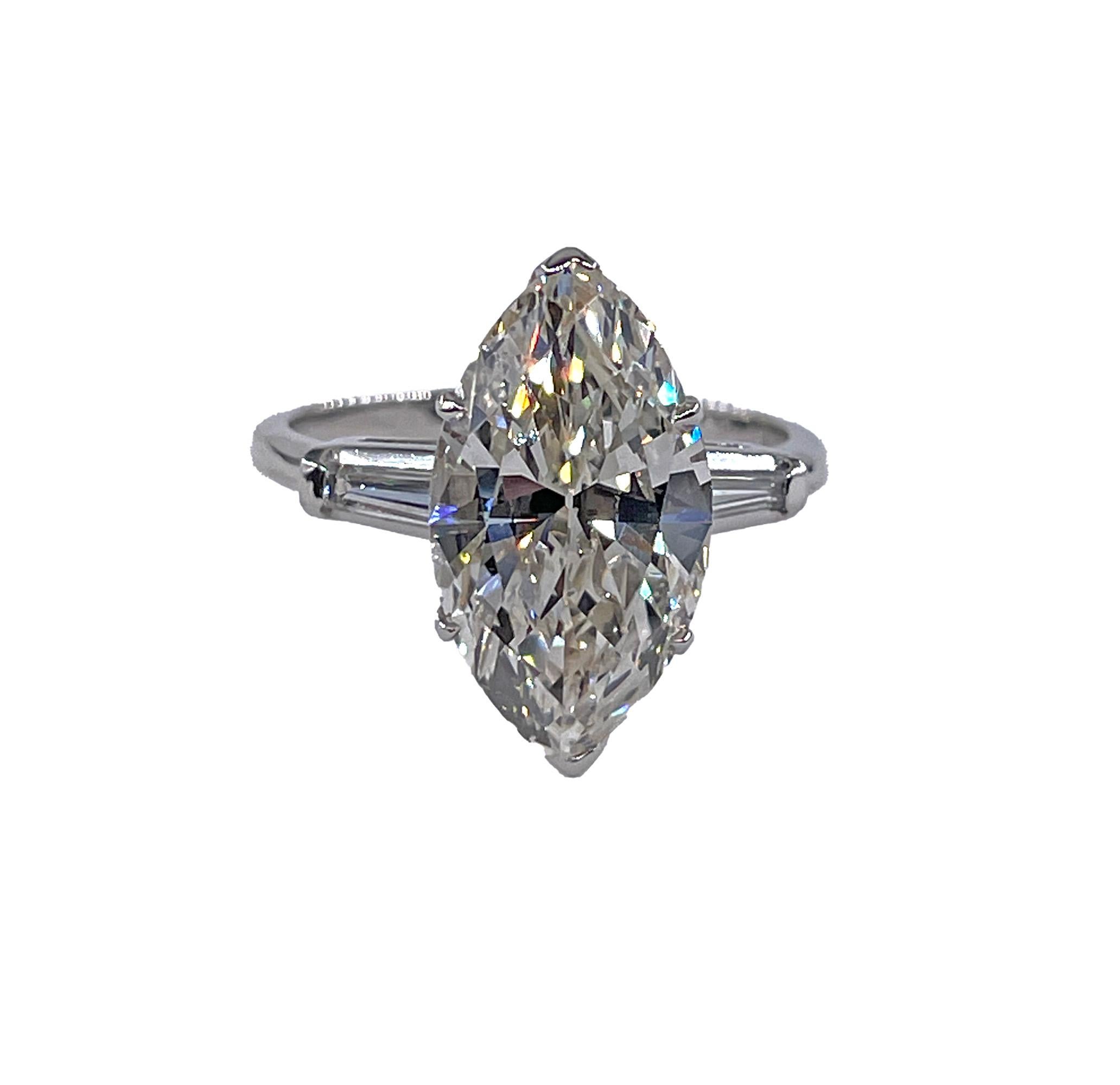 Women's Vintage GIA 5.95ct Marquise Diamond Engagement Platinum Ring Gold Diamond Jacket For Sale
