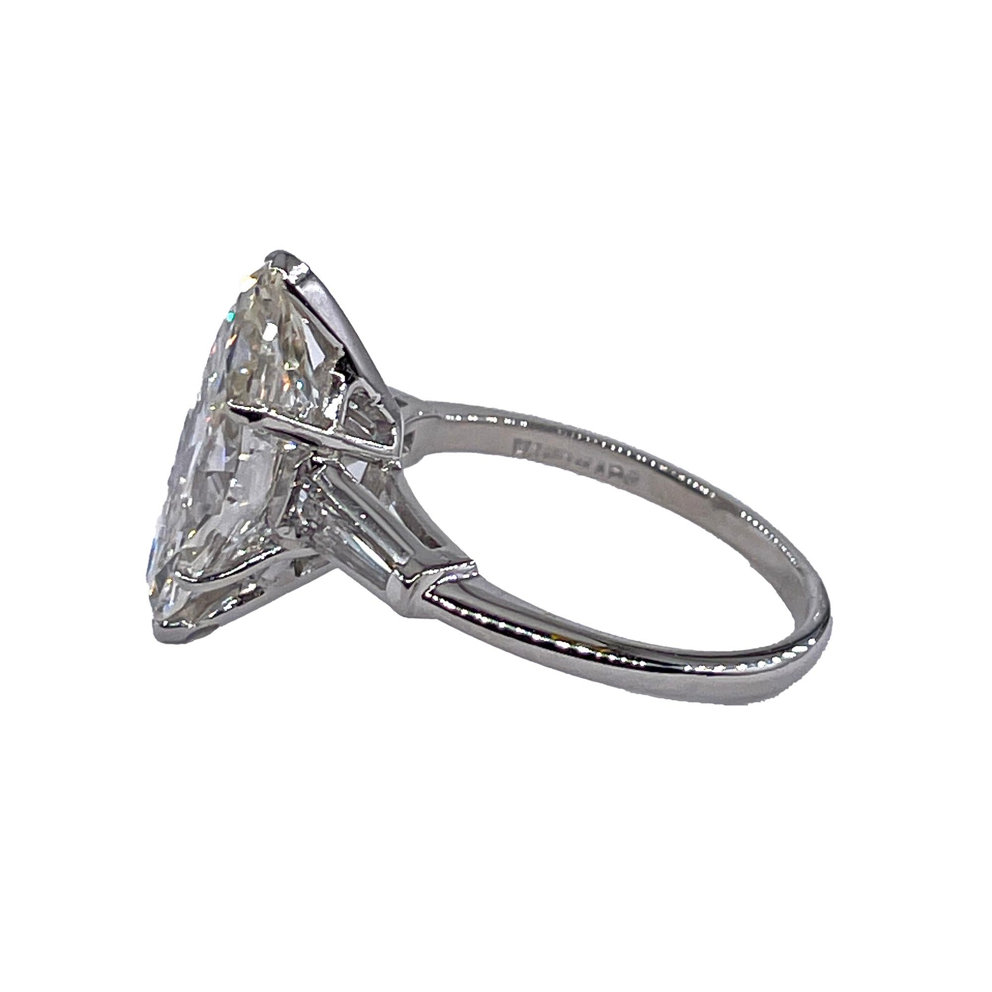 Vintage GIA 5.95ct Marquise Diamond Engagement Platinum Ring Gold Diamond Jacket en vente 2