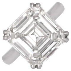 Vintage GIA 6.01ct Asscher Cut Diamond Engagement Ring, Platinum, Circa 1950