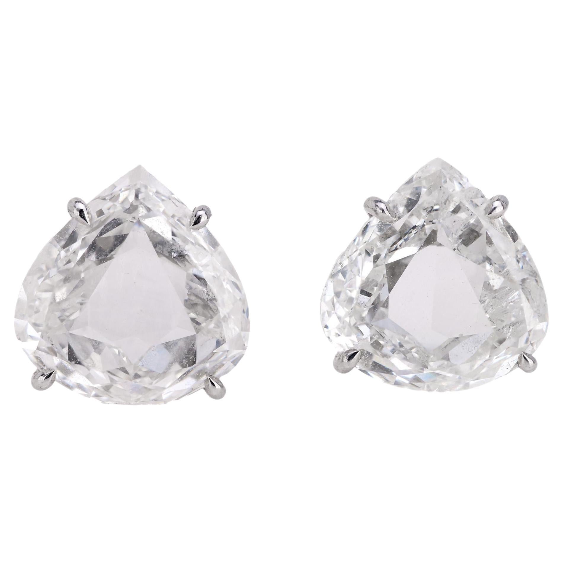 Pendientes vintage GIA de oro blanco de 18 quilates y 6,12 quilates de diamantes