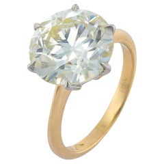 Vintage GIA 6.19 carat old European cut diamond 18k gold plat engagement ring