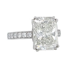 Vintage GIA 6.30 Radiant Cut Engagement Ring Solitaire