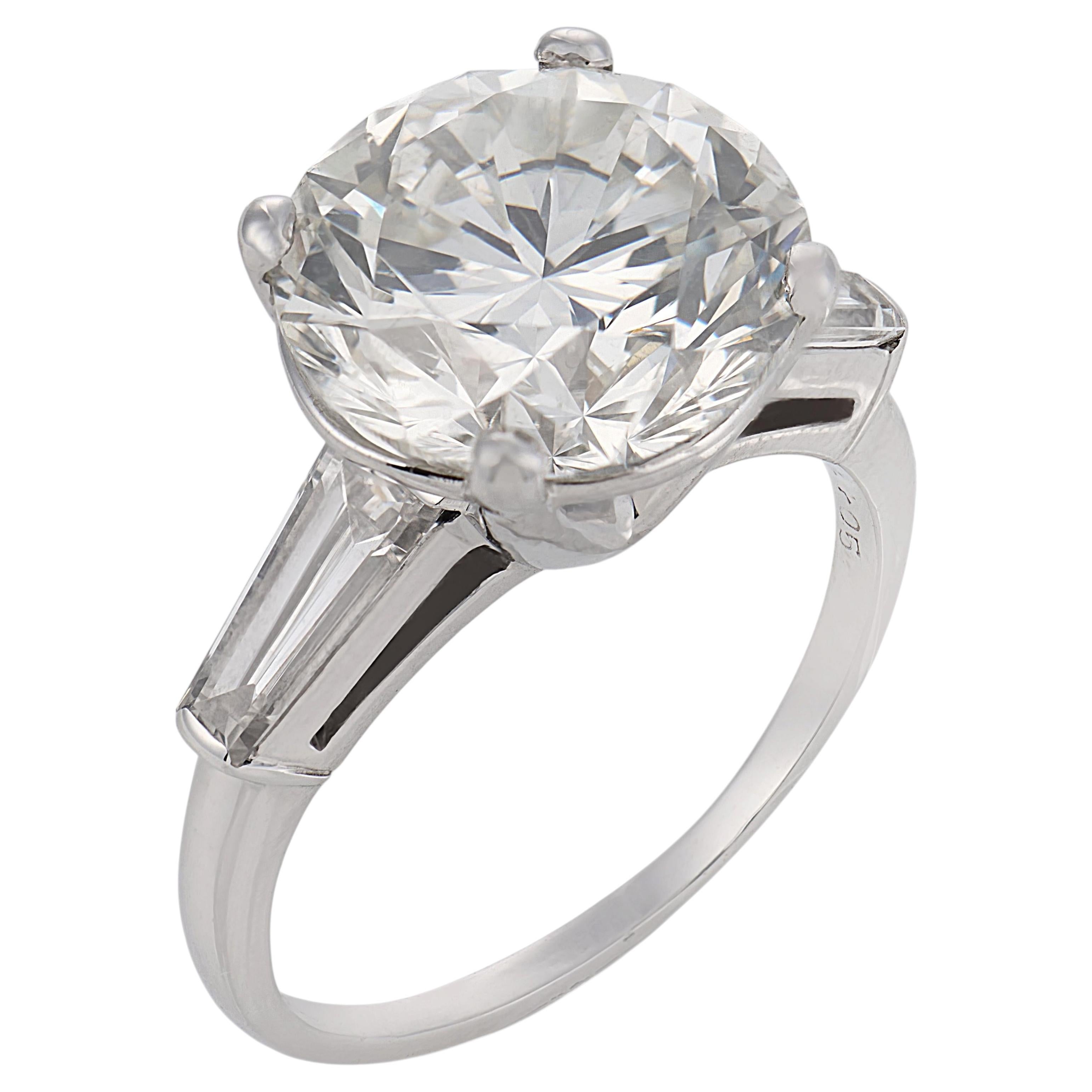 Vintage GIA 6.78 carat diamond platinum engagement ring