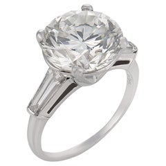 Vintage GIA 6.78 carat diamond platinum engagement ring