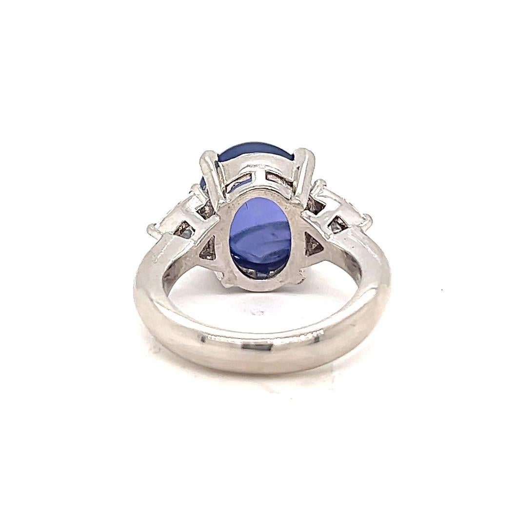 Vintage GIA 8.73 Carat Cabochon Star Sapphire Diamond Platinum Ring 2