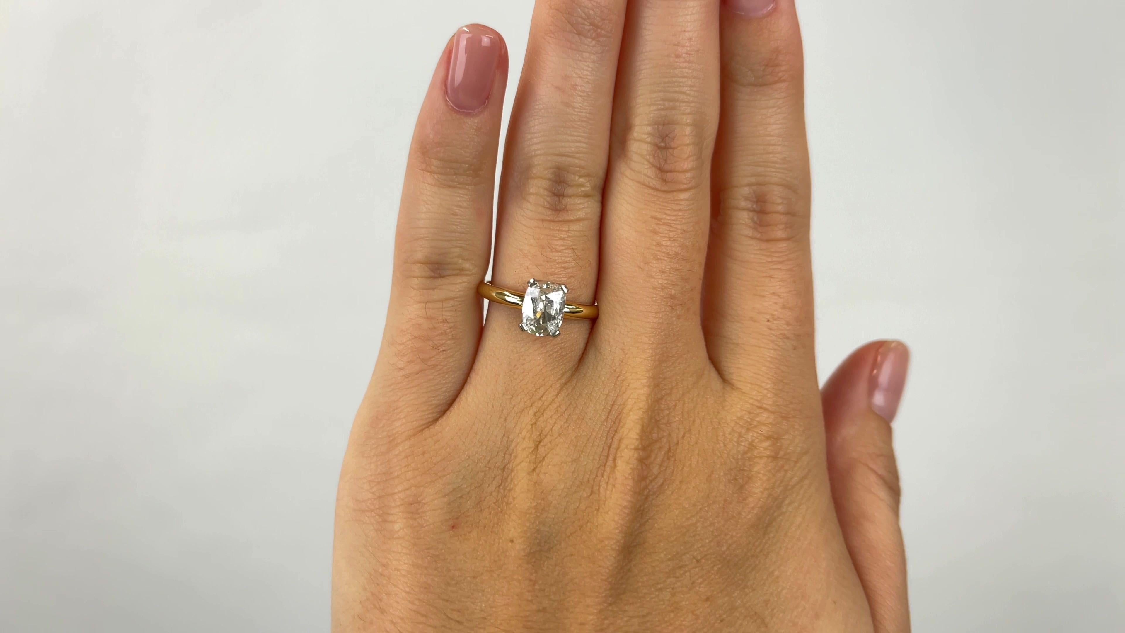 Vintage GIA Antique Cushion Cut Diamond 18 Karat Gold Solitaire Engagement Ring In Excellent Condition In Beverly Hills, CA