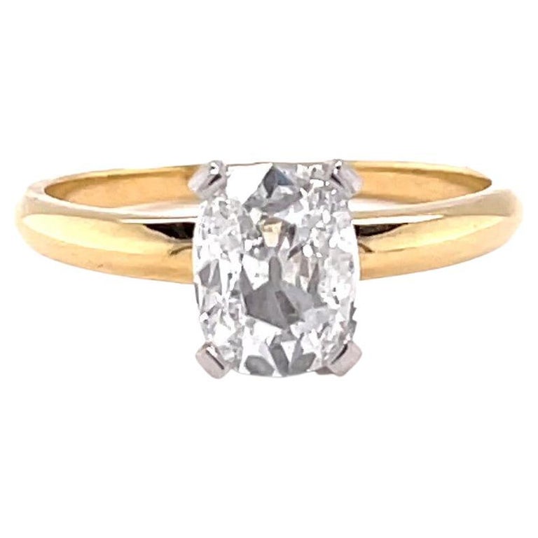 Vintage GIA Antique D Color Cushion Cut Diamond 18 Karat Gold Engagement Ring For Sale