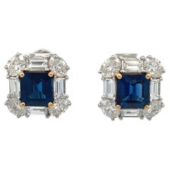 Platin-Ohrringe mit GIA-Asprey-Saphir und Diamant
