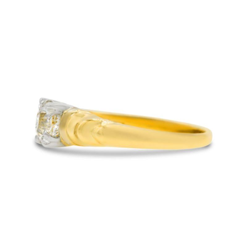Old European Cut Vintage GIA Certified 0.51 Carat Yellow Gold Engagement Ring G SI1 For Sale