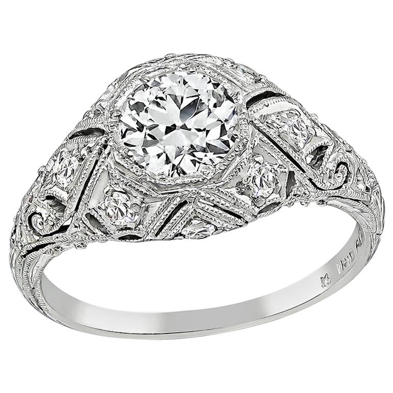 Vintage GIA Certified 0.63 Carat Diamond Engagement Ring