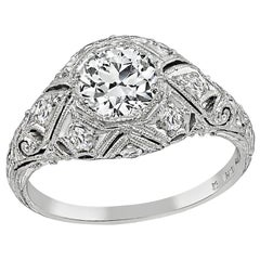 Bague de fiançailles vintage avec diamants de 0,63 carat certifiés GIA