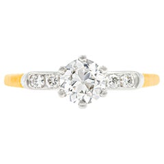 Vintage GIA Certified 0.77 Ct. Two-Tone Diamond Engagement Ring H SI1