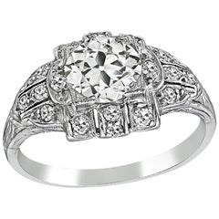 Vintage GIA Certified 1.02 Carat Diamond Platinum Engagement Ring