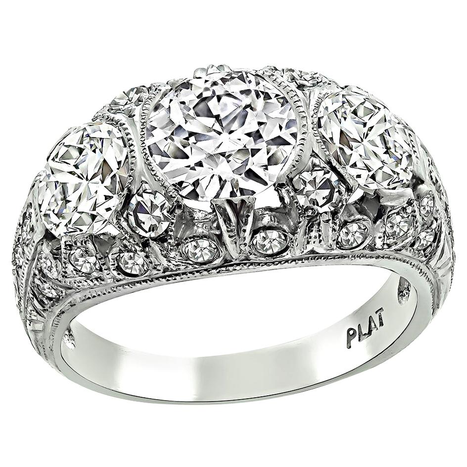 Vintage GIA zertifiziert 1,05 Karat Center Diamond 1,15 Karat Diamant Jahrestag Ring