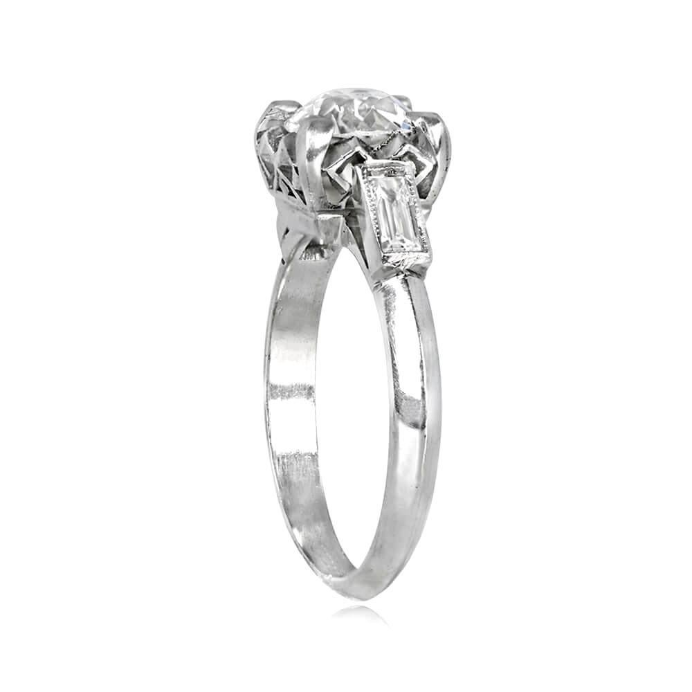 Art Deco Vintage GIA-Certified 1.06Carat Old Euro-Cut Diamond Engagement Ring, Platinum For Sale