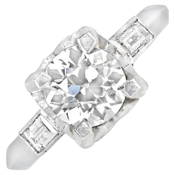 Verlobungsring, Platin, GIA-zertifizierter 1,06 Karat Diamant im alten Euroschliff, Vintage im Angebot