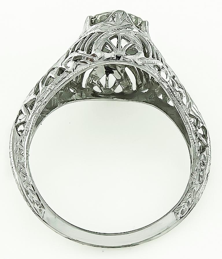 Edwardian Vintage GIA Certified 1.07 Carat Diamond Engagement Ring For Sale