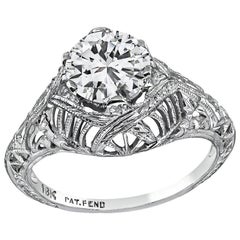 Vintage GIA Certified 1.07 Carat Diamond Engagement Ring