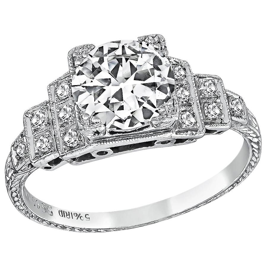 Vintage GIA Certified 1.08 Carat Diamond Engagement Ring