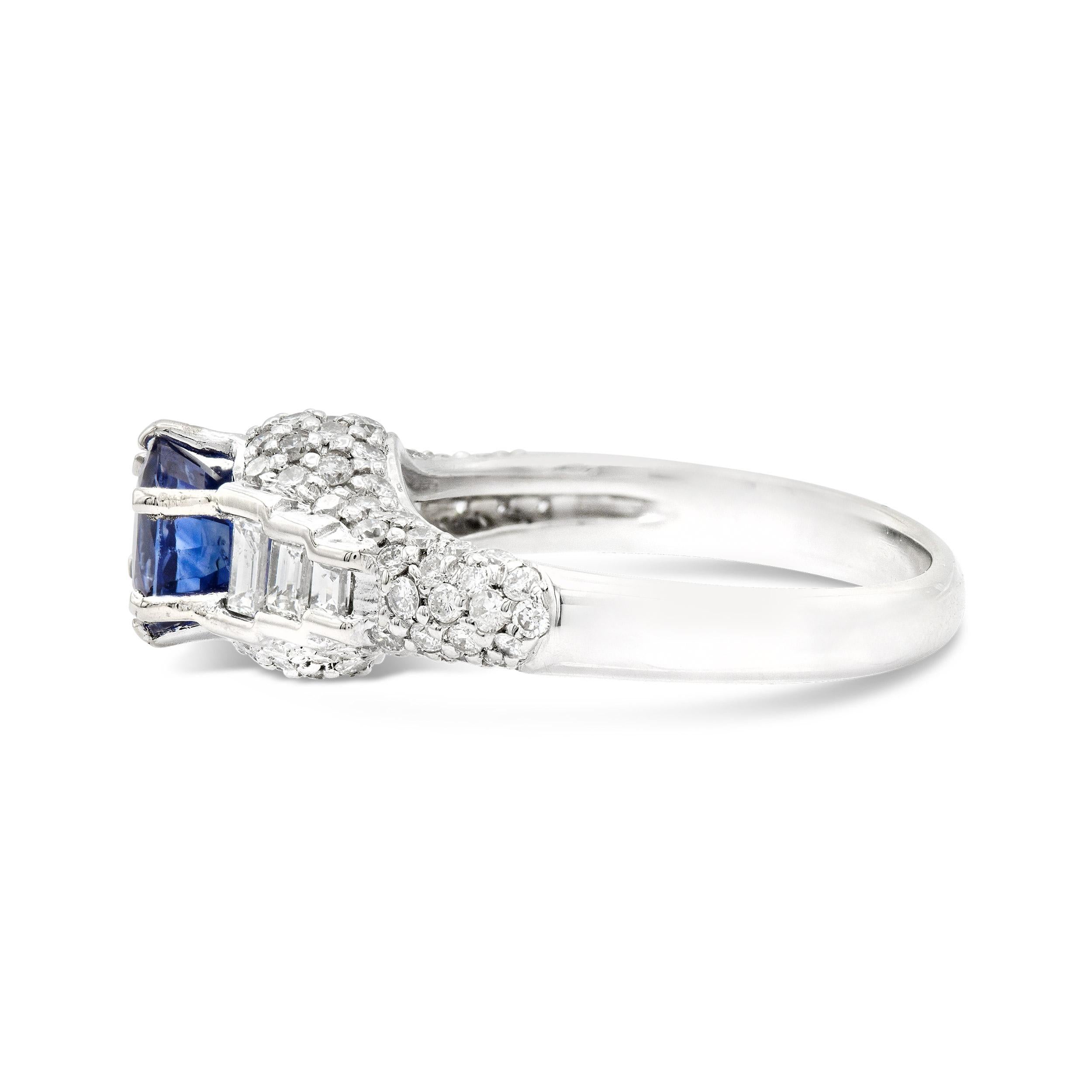 Oval Cut Vintage GIA Certified 1.24ct. Sapphire Dome Ring in Platinum & 14k White Gold For Sale