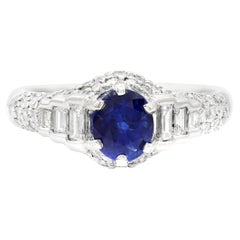 Vintage GIA Certified 1.24ct. Sapphire Dome Ring in Platinum & 14k White Gold