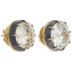 Vintage GIA Certified 12.52ct Old European Cut Diamond Earrings