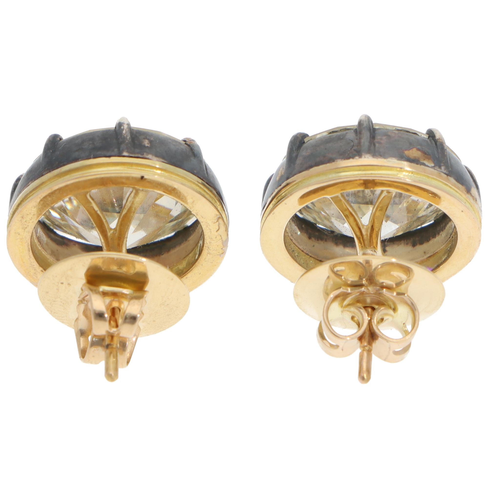 Women's or Men's Vintage GIA Certified 12.52ct Old European Cut Diamond Earrings For Sale