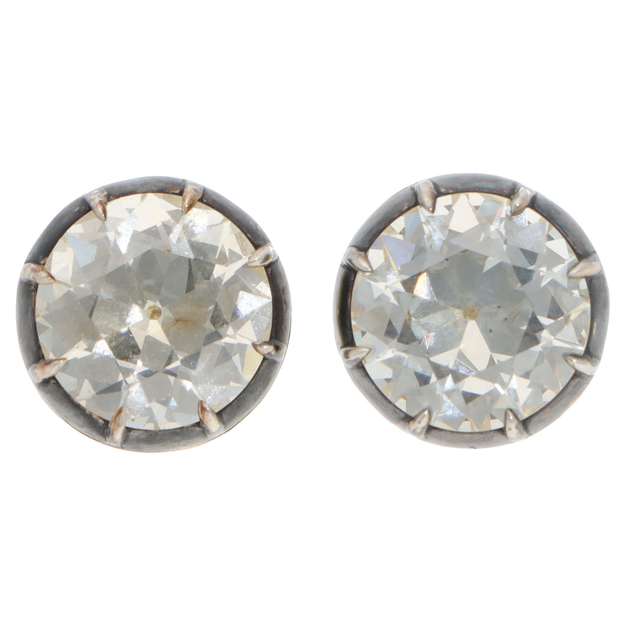 Vintage GIA Certified 12.52ct Old European Cut Diamond Earrings