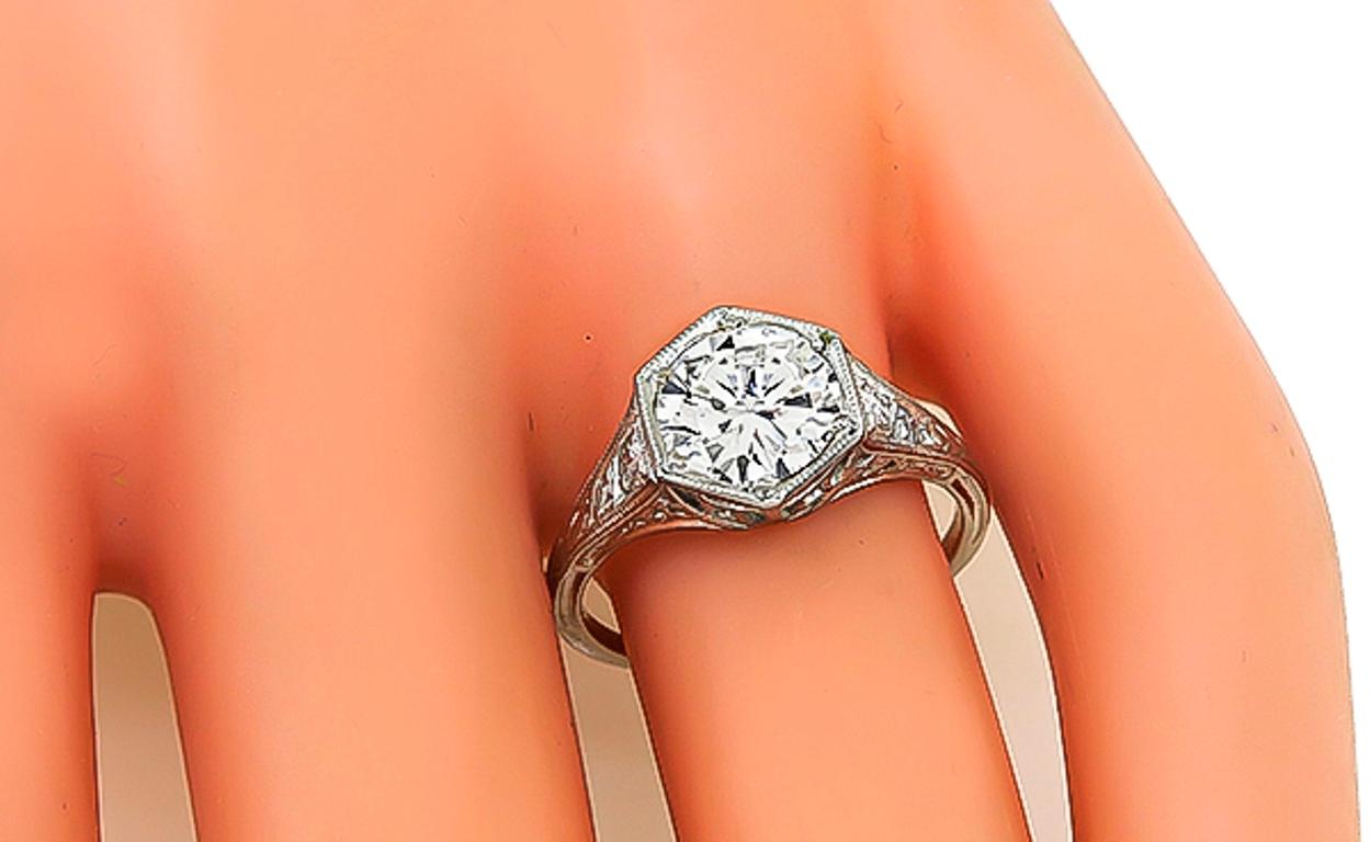 Round Cut Vintage GIA Certified 1.57 Carat Diamond Engagement Ring