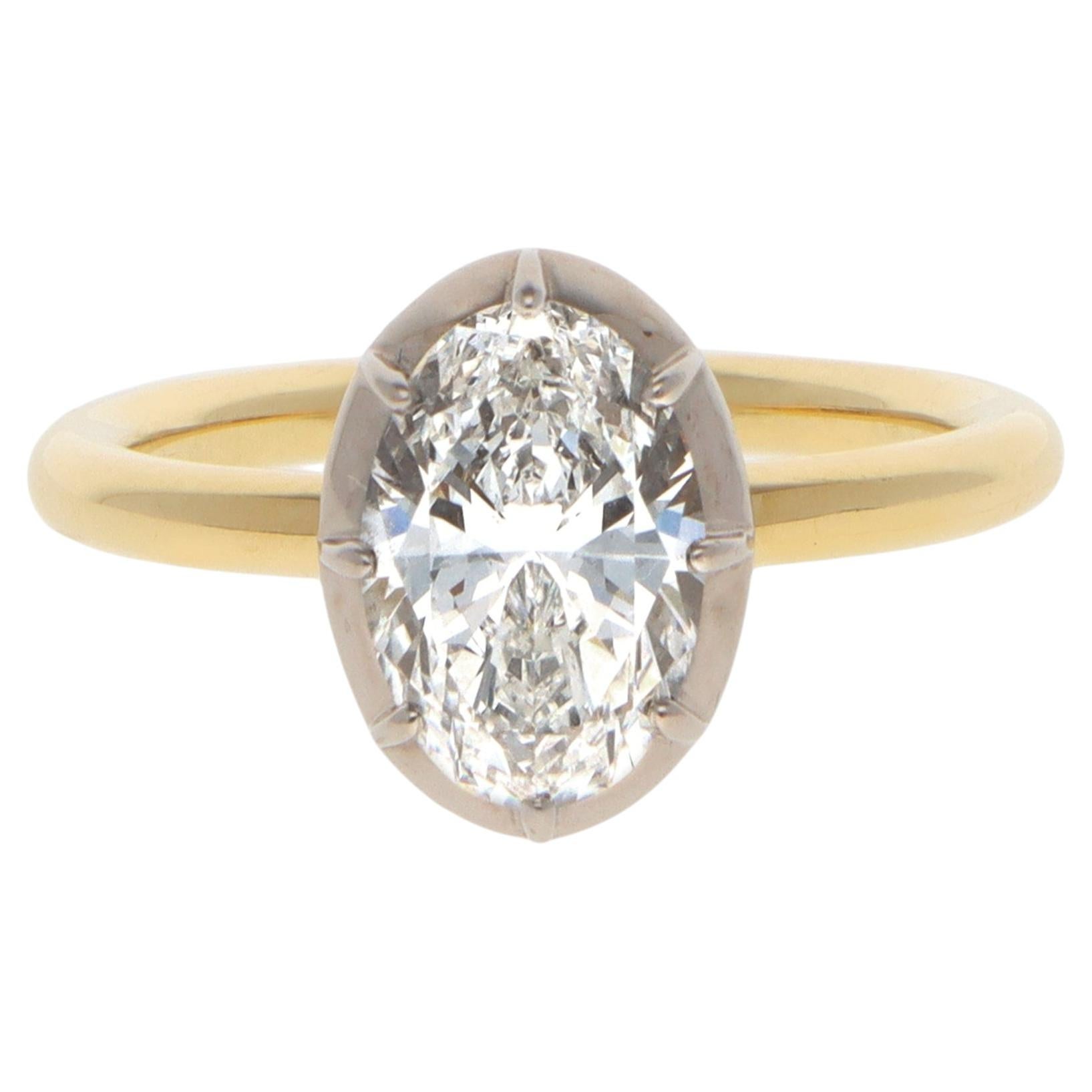 Vintage GIA Certified 1.70ct Oval Diamond Solitaire Ring