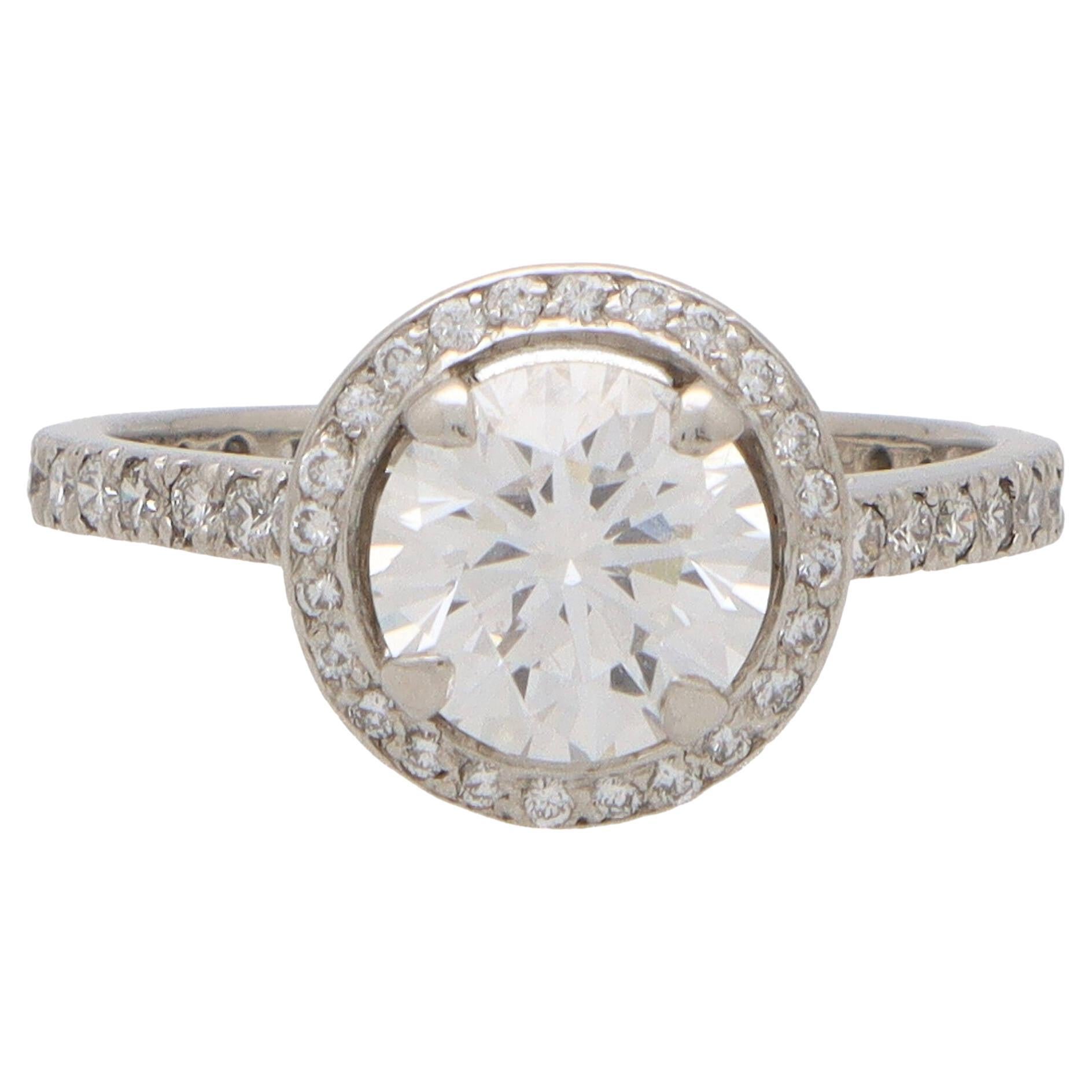 GIA Certified 2.20ct, Marquise Diamond Set in a Platinum Halo Ring For ...
