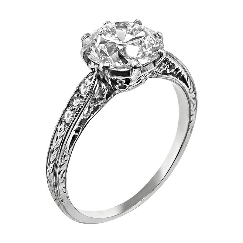 Old Mine Cut Vintage GIA Certified 1.96ct Diamond Engagement Ring For Sale