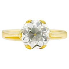 Vintage GIA-zertifiziert 2.04 Karat. Verlobungsring Q VS2 aus 18 Karat Gelbgold