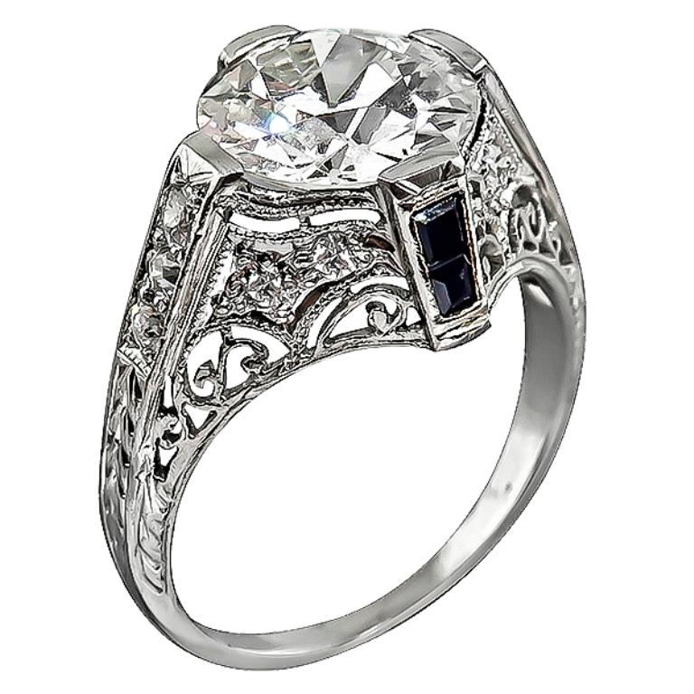 Art Deco Vintage GIA Certified 2.52 Carat Diamond Platinum Engagement Ring