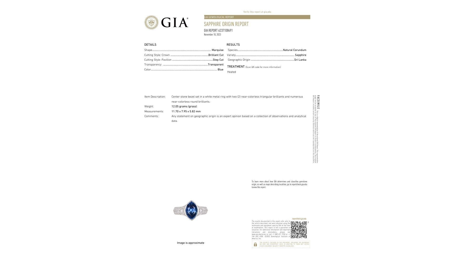 Vintage GIA Certified 4 Carat Ceylon Sapphire & Diamond Platinum Ring For Sale 3