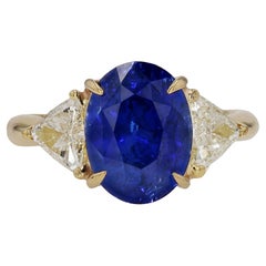 Retro GIA Certified 6 Carat Ceylon Sapphire Engagement Ring