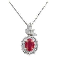 Vintage GIA Certified Burmese Pigeon Blood Ruby Necklace
