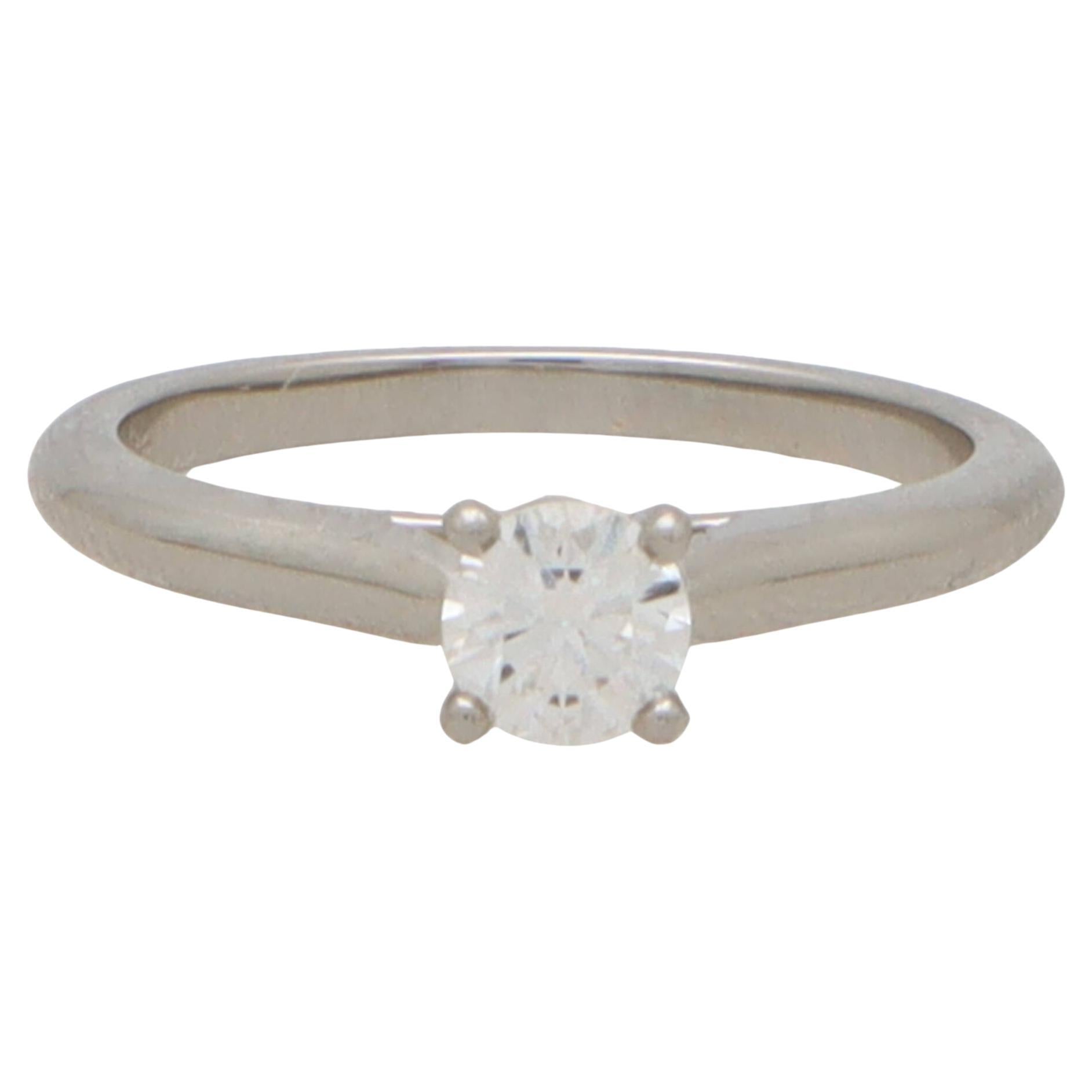 Vintage GIA Certified Cartier 0.35ct Diamond Solitaire Ring in Platinum