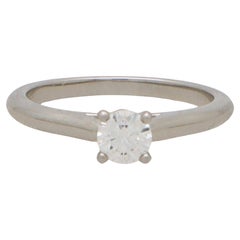 Vintage GIA Certified Cartier 0.35ct Diamond Solitaire Ring in Platinum