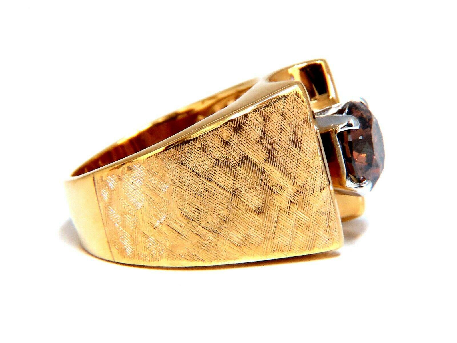 Vintage GIA zertifiziert natürlicher Fancy Orange Braun Farbe Diamant Ring 14 Karat im Angebot 5