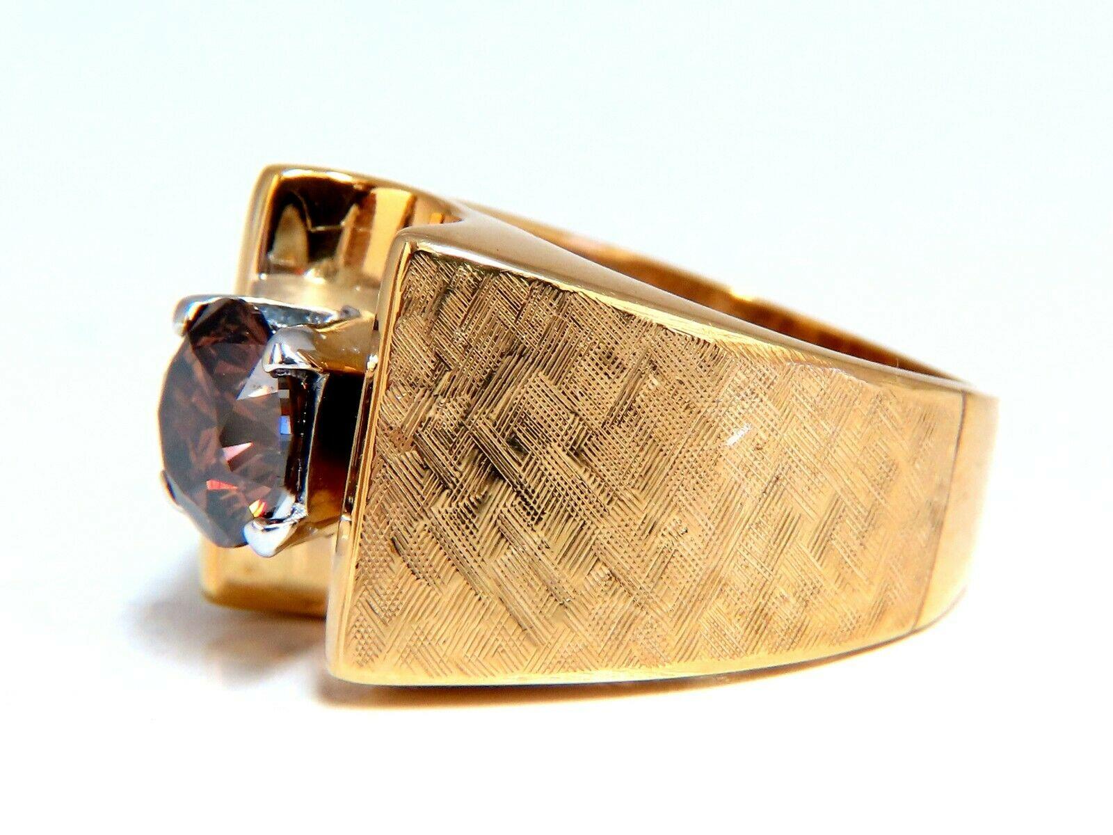Vintage GIA Certified Natural Fancy Orange Brown Color Diamond Ring 14 Karat For Sale 3
