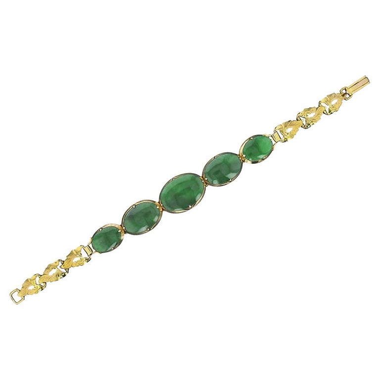 Vintage GIA Certified Natural Type A Jadeite Imperial Jade Bracelet For