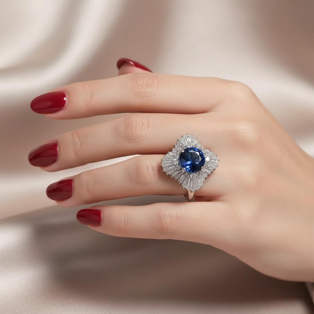 Vintage GIA zertifiziert natürlichen unbehandelten Saphir Diamant Ring (Zeitgenössisch) im Angebot