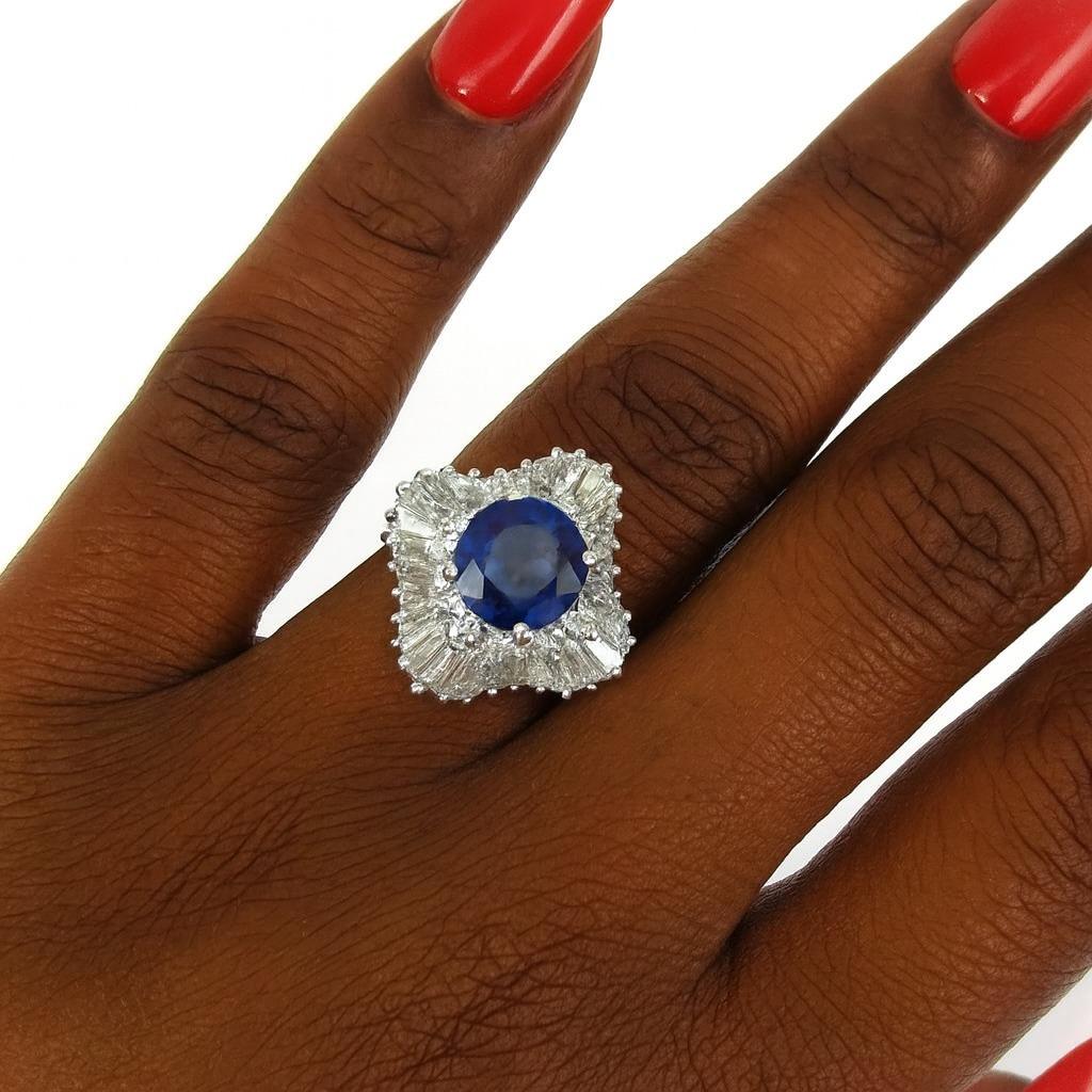 Vintage GIA zertifiziert nat�ürlichen unbehandelten Saphir Diamant Ring (Ovalschliff) im Angebot
